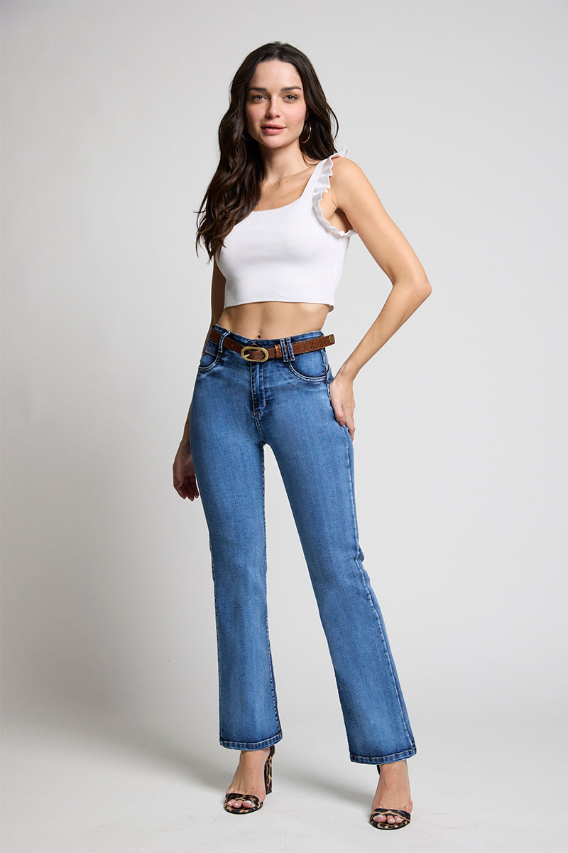 Amalia Jeans Mujer Tiro Alto Recto 5274 Azul