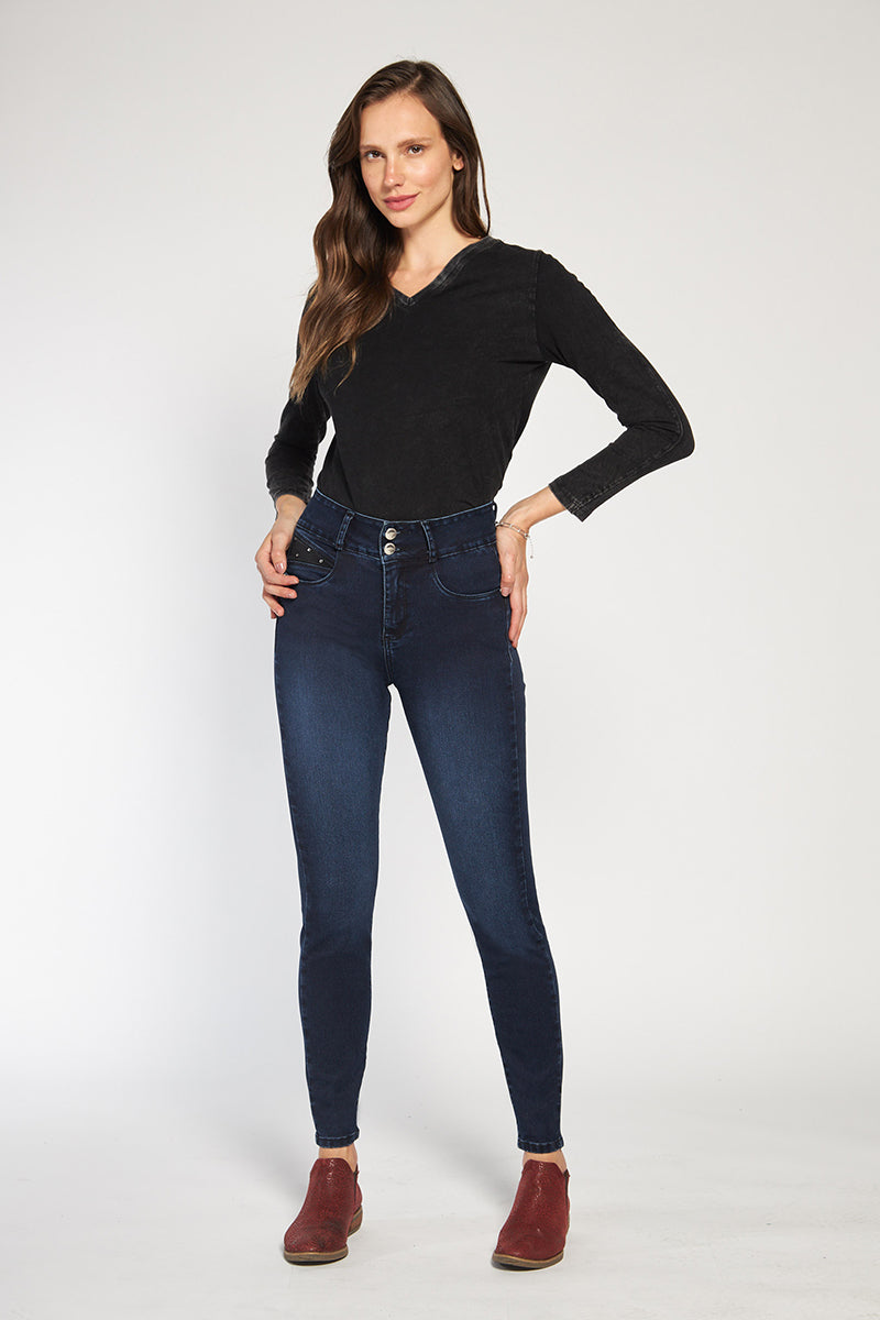 Jeans Tiro Alto Pitillo Push In Push Up 4557