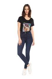 Jeans Tiro Alto Pitillo Push in Push Up   4558