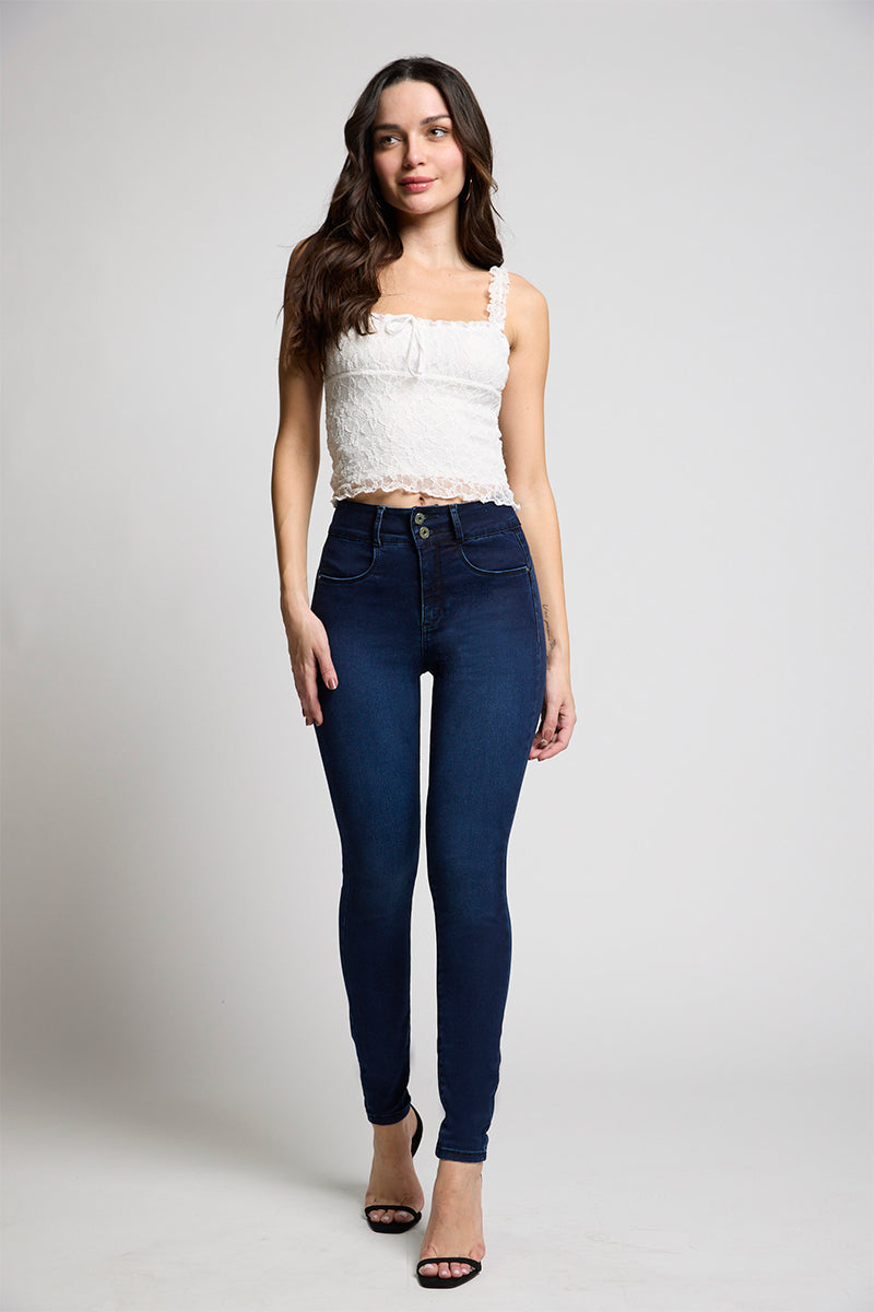Jeans Tiro Alto Pitillo Push in Push Up 4558