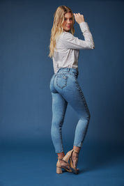 Jeans Mujer Tiro Alto Pitillo Coral 5275