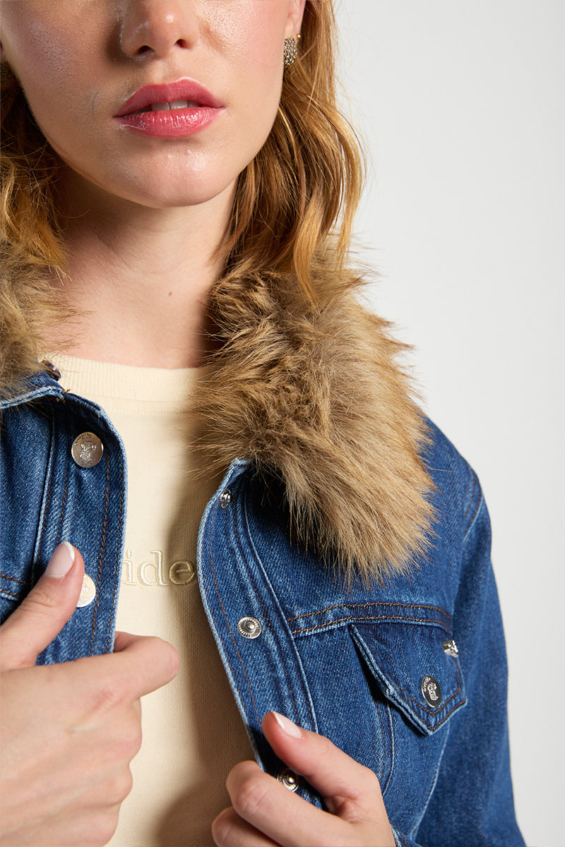 Chaqueta Mujer Larga Trench Cuello de Piel 5366
