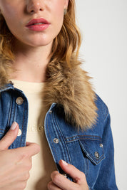 Chaqueta Mujer Larga Trench Cuello de Piel 5366