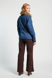 Chaqueta Mujer Larga Trench Cuello de Piel 5366