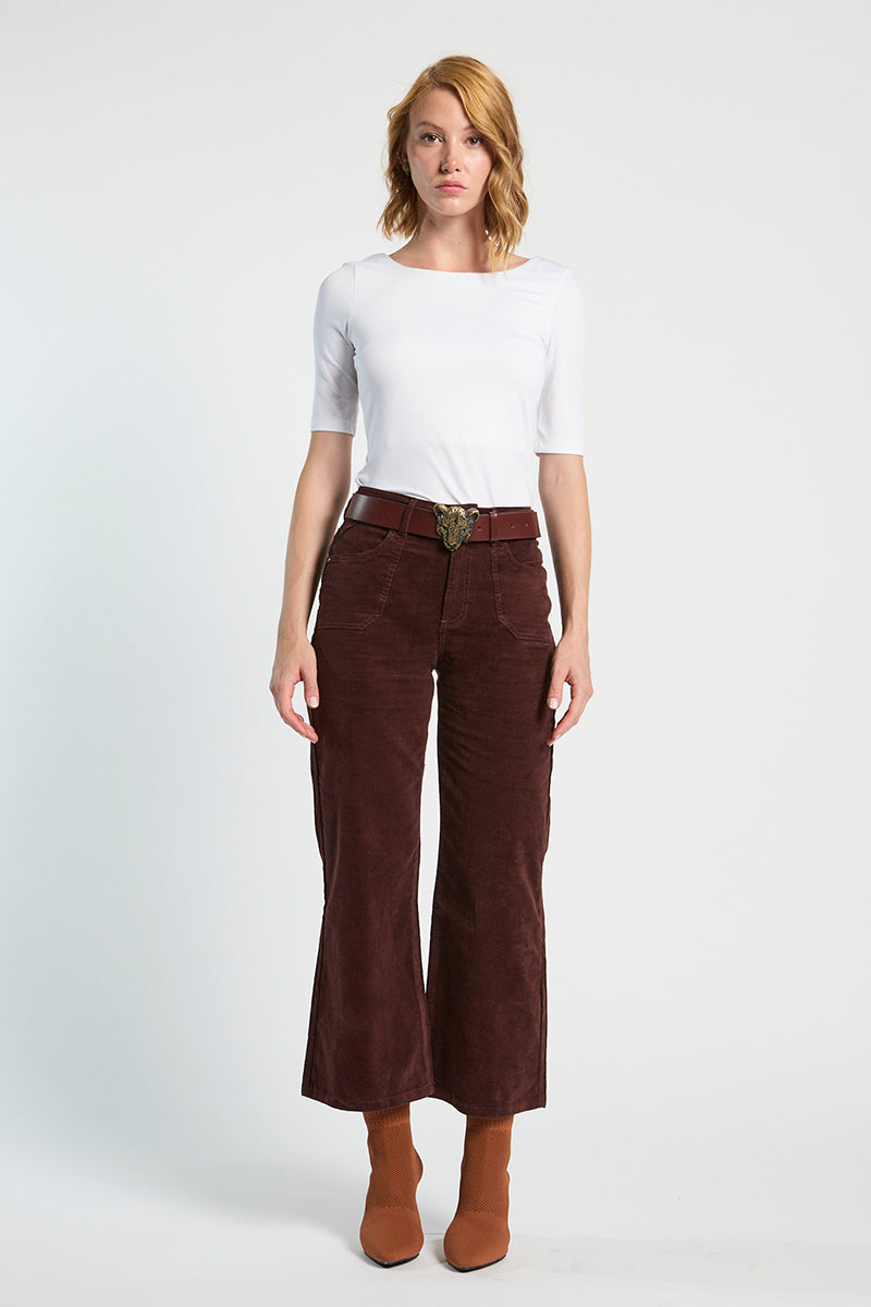 Pantalón Mujer Wide Leg Cotelé 5378