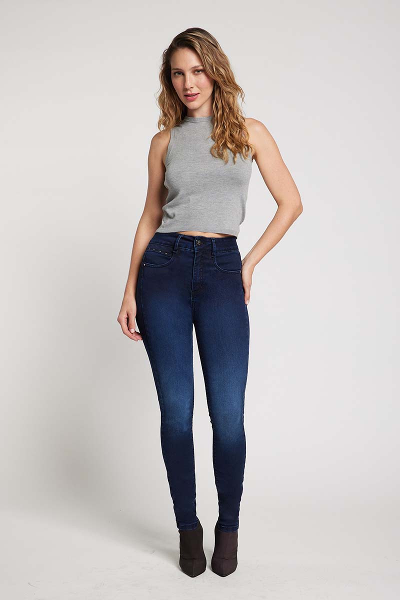 Jeans Mujer Tiro Alto Pitillo Push in Push Up 5430