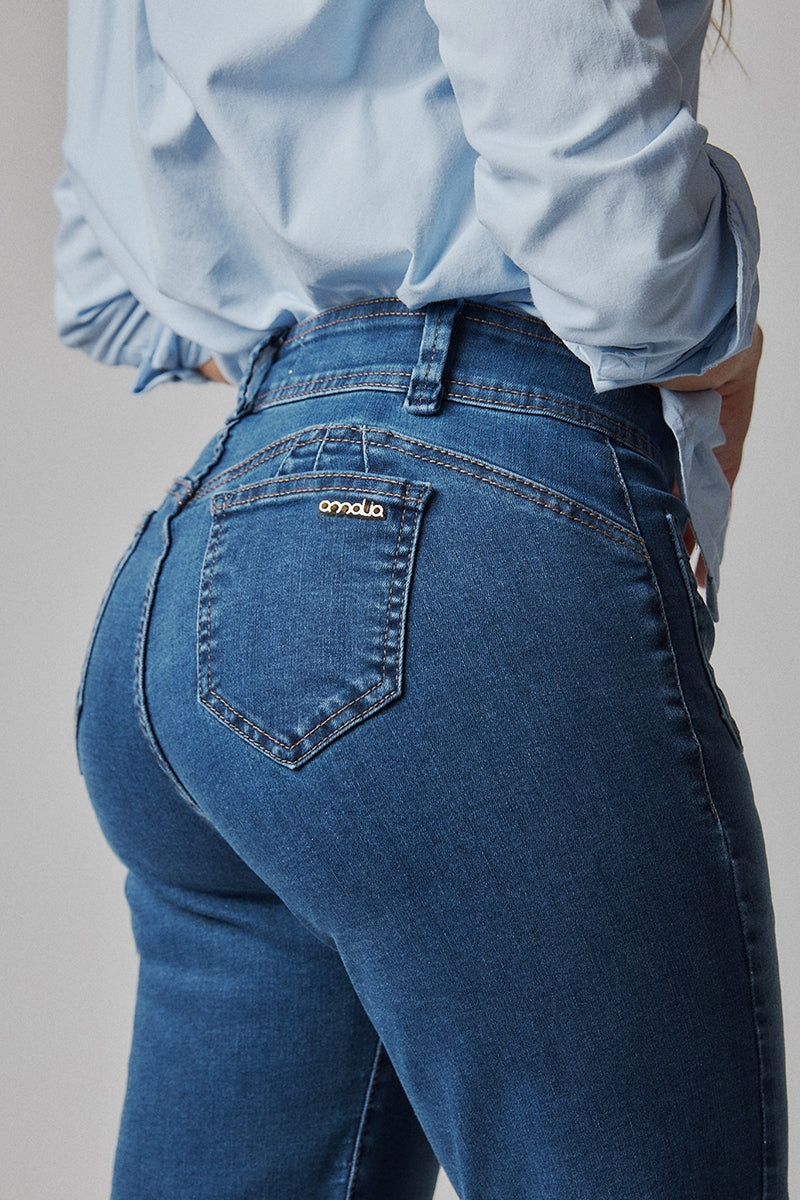 Jeans Mujer Tiro Alto Recto Seiko Crop 5558