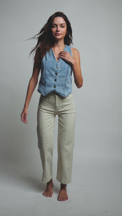Jeans Mujer Tiro Alto Recto Seiko Crop 5559