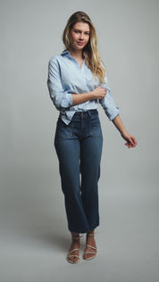Jeans Mujer Tiro Alto Recto Seiko Crop 5558